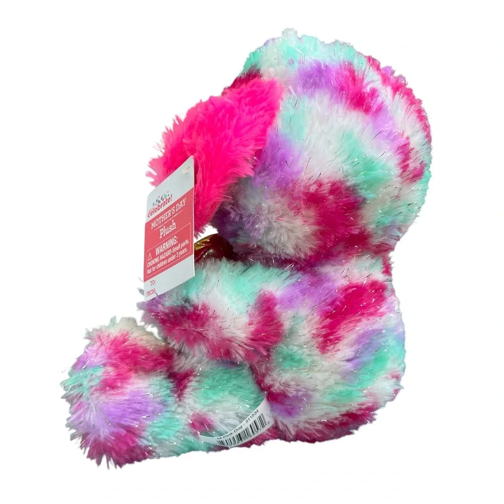 Way To Celebrate Mothers Day Nana Plush Dog Tie Dye Pink Purple Teal 10 inch NWT